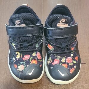 Nike Black and Pink Floral Sneakers